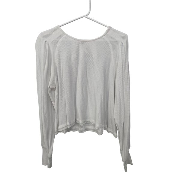 Free People Billie Long Sleeve Tee Womens Small Long Sleeve White Cotton Blend - Picture 3 of 11